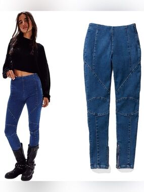 Free People Bella Motto Jean Prophecy Blue Size 27 New With Tags